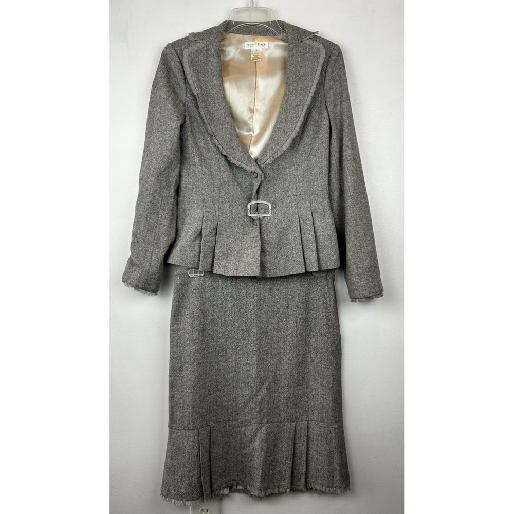 WHBM Suit Skirt Womens 6 8 Tweed 3 Button Gray Office Career Professional Read